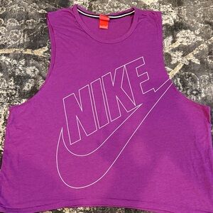 Nike magenta/Purple Cropped Muscle Tee with White Logo size XL